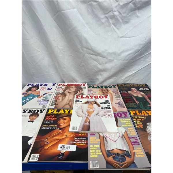 9 Issues of 1990 Playboy Magazines From Private Collection in Great Shape
