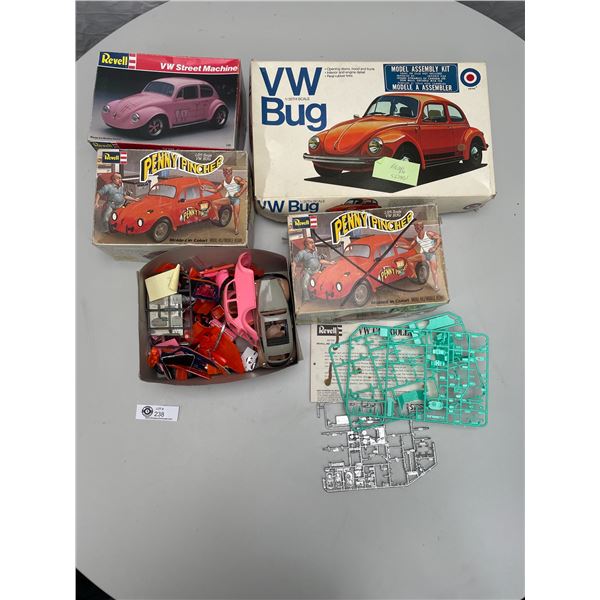 Shelf Lot of Models Volkswagon Bugs with Extra Parts