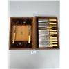 Image 2 : Vintage Wood Box Filled with Sheffield England Dinner Knives etc