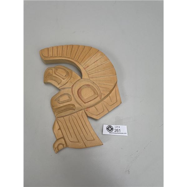 West Coast Eagle and Salmon Carving Signed by Artist