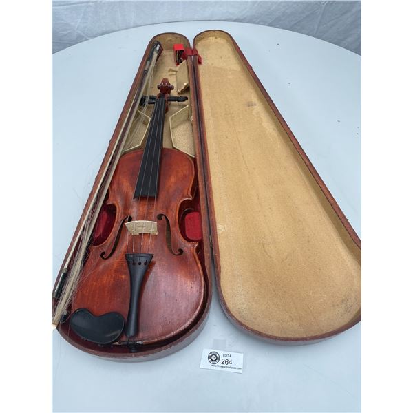 Vintage Violin with Bow in a Wooden Box