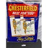 Image 1 : Chesterfeild " Best For You" Ebossed Tin Sign. Liggett and Myers Tobacco Co. CA 1960 Measures 29 x 2