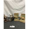 Image 1 : 1 Pair of Heavy Vintage PMC Metal Bookends and 1 Pair of Bronze Looking Heavy Elephant Bookends with