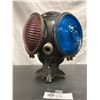 Image 2 : Nice Adlake Squat Switch Lamp Round Lamp with Square Base Marked Adlake on Top with Red and Green Le