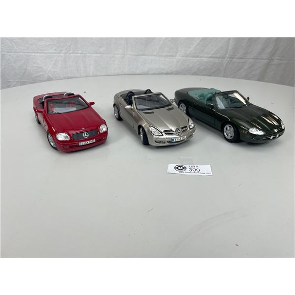Lot of 3 1;18 Scale Diecast Cars Jaguar, and 2 Mercedes