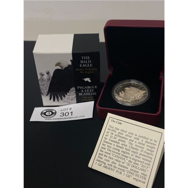 Royal Canadian Mint 2013 $20 1 oz Fine Silver Coin  The Bald Eagle