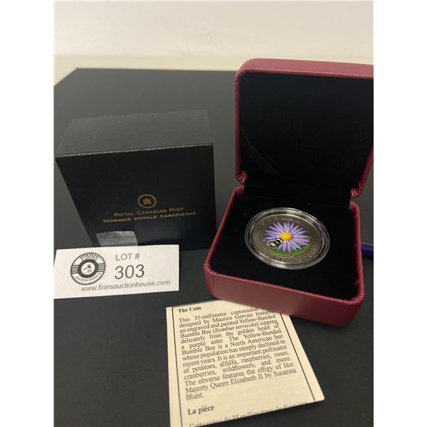 Royal Canadian Mint 2012 $5 Colourized Coin Aster and the Bumble Bee