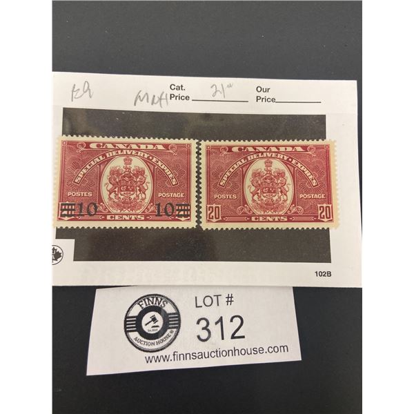 Lot of 2 Canada Special Delivery Stamps #E61935 20 Cents Plus #E9 1939 10 Cents MNH