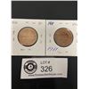 Image 1 : Lot of 2 Canada Large Pennies in Cardboard Holders 1911 and 1916
