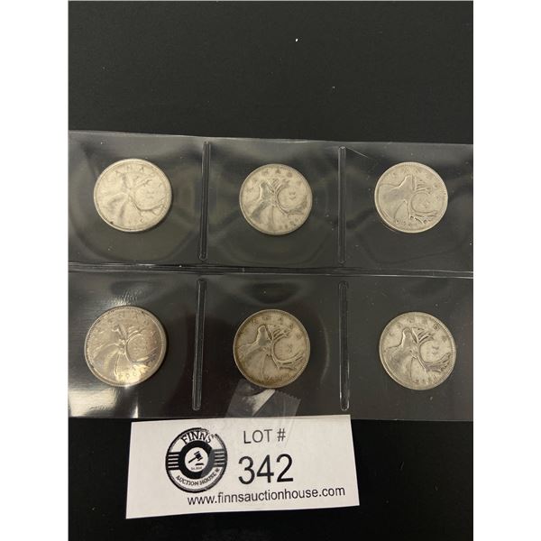 Lot of 6 Canada Silver Quarters.With 2 Variations of 1947 ( With and Without Maple Leaf)