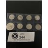 Image 1 : Lot of 8 Canadain Silver Coins 7 Dimes and 1 Quarter. 3 Dimes are 1967 as is the Quarter