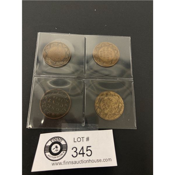 Lot of 4 Canada Large Cents 1888, 1913,1915 and 1916