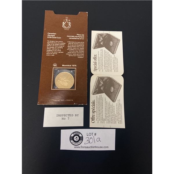 Canadian Olympic $100 Gold Coin 14k Montreal 1976 In Original Package 1/4 oz Gold