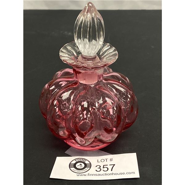 Fenton 1940's Cranberry Glass Perfume Bottle Original Stopper 4 1/2   Tall