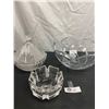 Image 1 : Orrefors Sweden Crystal Bowl. Signed, Large Crystal Tulip Bowl + Crystal Candy Dish.Mikasa?
