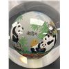 Image 2 : Reverse Painted 4" Glass Ball Panda Bears on Wood Standl Total 6.5" Tall Lighting, Wiring Included