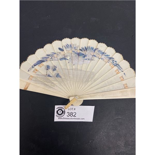 Victorian Hand Painted Bluebird Fan