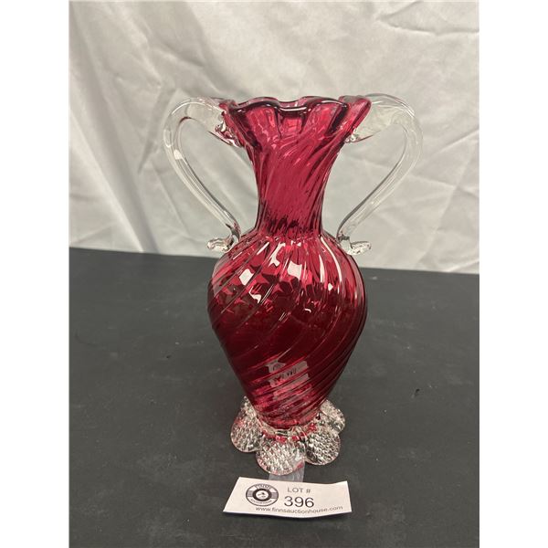 Lovely Cranberry Gass Vase