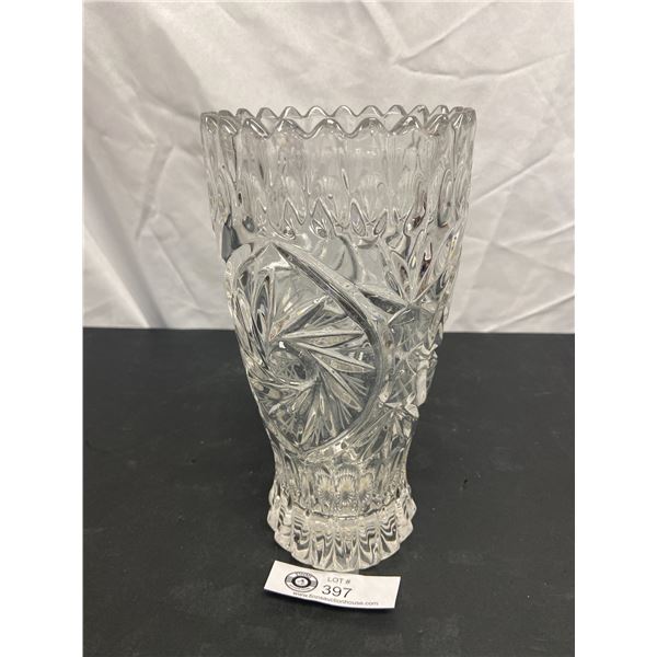 Pinwheel Etched Heavy Glass Vase