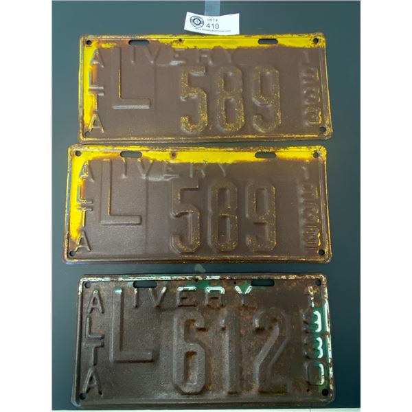 1930 & 1933 Alberta Livery ( Taxi) Licence Plates