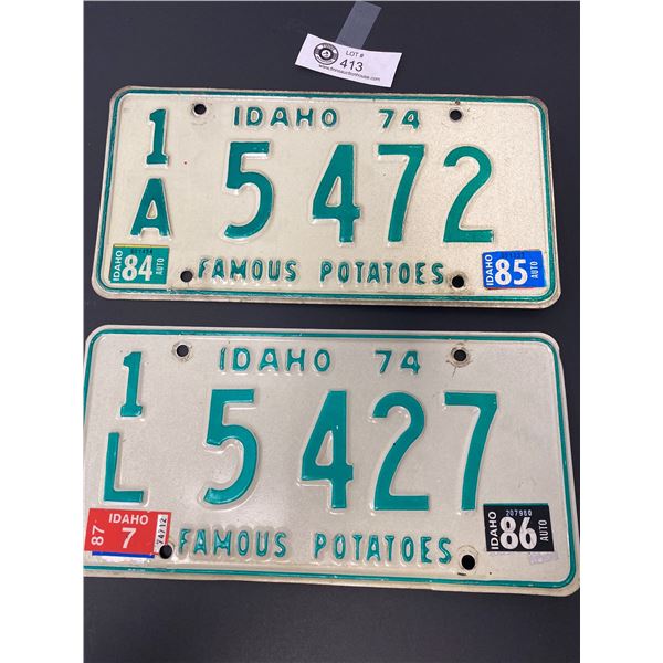 Idaho Licence Plates. 1985 and 1987. Close Numbers 472 and 427