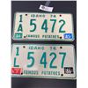 Image 1 : Idaho Licence Plates. 1985 and 1987. Close Numbers 472 and 427