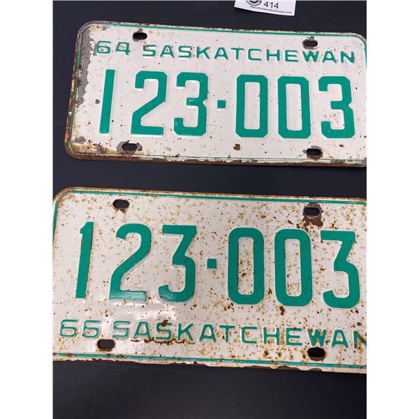 1964 and 1966 Saskatchewan Plates. Same Number, Different Years