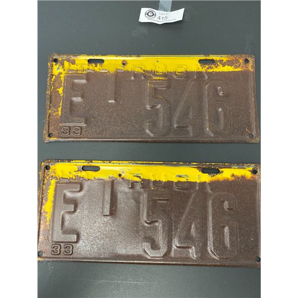 Pair of 1933 Alberta "E" Truck Plates