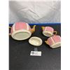 Image 3 : Ellegreave Pottery Co. Ltd. " Bursleni" 1950's Mottled Pink with Gold Trim. Teapot Crazed with Repai