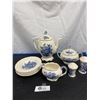 Image 1 : 11 Piece Mason's Patent Ironstone "Ascot On Oak" 6 Dessert Plates & Bowls, Salt & Pepper Coffee Pot 