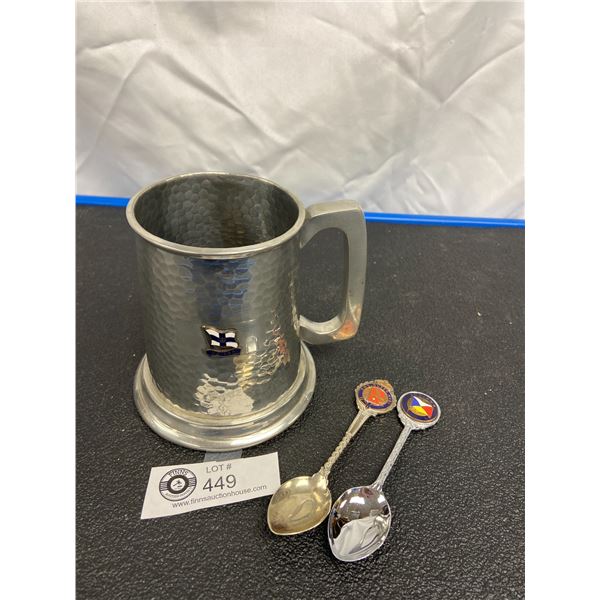 Nice Lot of Ocean Liner Items. P&O Ocean Liner Oriana Pweter Mug and Souvenir Spoon and Cunard Line 