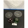 Image 3 : Lot of 2  Bohemian Crystal Wine Gasses. 1 Red and 1 Green