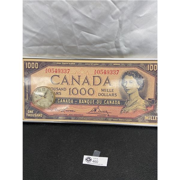 Vintage $1000 Dollar Bill Novelty Clock