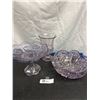 Image 1 : Amethyst Glass Set. Urn, Bowl, Footed Dish