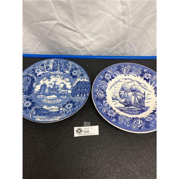 Vintage Lot of 2 Old English Staffordshire Blue Plates