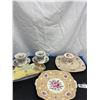 Image 1 : Lot of Vintage Dishes and Tea Cups " Hydrangea" Dish and "February" Tea Cups