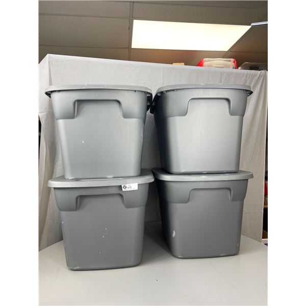 Lot of 4 Used Large Plastic Storage Containers with Lids