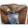 Image 1 : Large Leather Suitcase with a Westclox Travel Alarm Clock