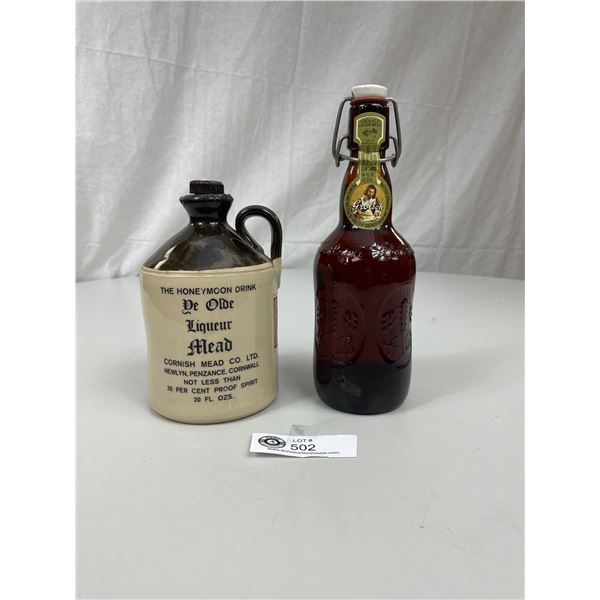 Vintage Grolsch Ful Embossed Beer Bottle +The Honeymoon Drink De Olde Liqour Mead