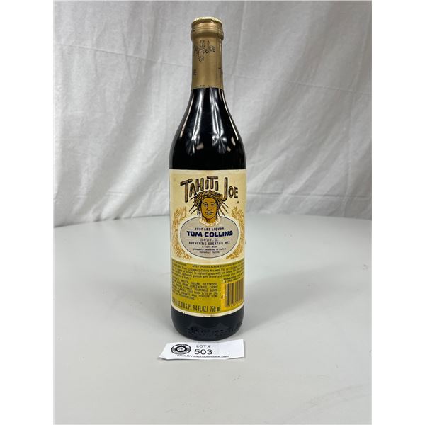 Vintage Full  Bottle of Tahiti Joe Tom Collins Mix Nice Label