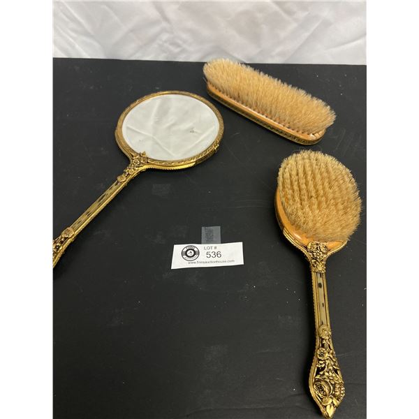Vintage 3 Piece Mirror and Brush Set