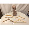 Image 1 : Vintage Mannequins Head with 5 Vintage Wooden Hangers