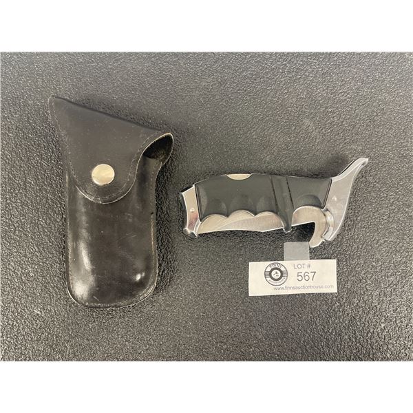 Vintage MX 45 Stainless Steel Knife in Leather Pouch