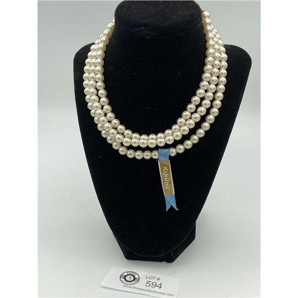 Lisa KAO Kimono Collection 3 Strand Pearl Necklace Retails $189