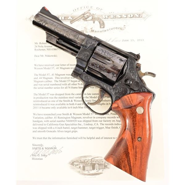 Cased Engraved S&W Model 57 Target .41 Magnum