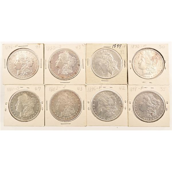 (8) Uncirculated 1880-1898 Morgan Silver Dollars