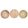 Image 1 : (3) Seated Liberty & Barber Quarters