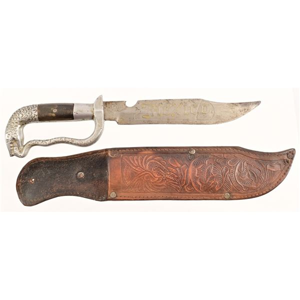 Early Mexican Fighting Bowie Knife & Sheath