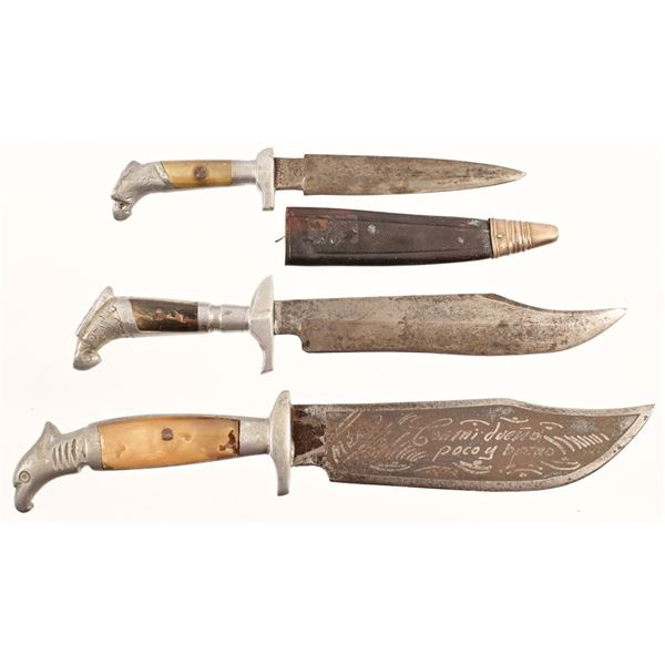 (3) Early Mexican Fighting Bowie Knives