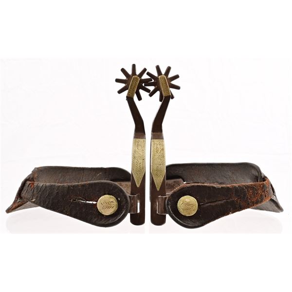 Kelly Bros Silver Overlay Marked Spurs